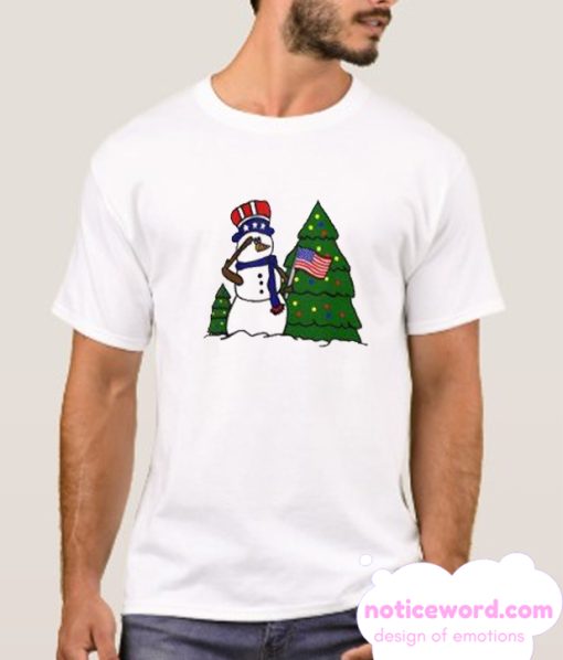 Patriotic Christmas Snowman smooth T Shirt