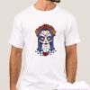 Woman Skull Face with Roses Flowers smooth T Shirt