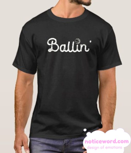 Ballin Basketball Unisex Relaxed Fit Dark Gray Soft Blend smooth T Shirt