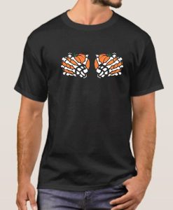 Skeleton Pumpkin Grabbing Boobs Funny Halloween smooth T Shirt