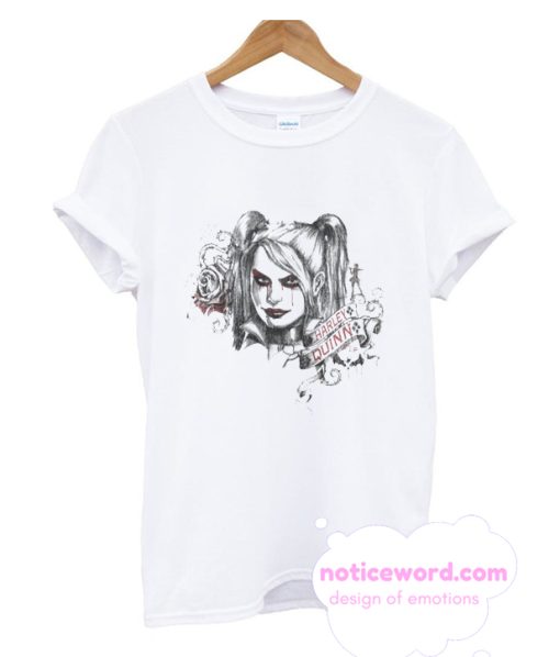 Batman Arkham Knight Harley Quinn RIP Sketch Over Thorns T-Shirt