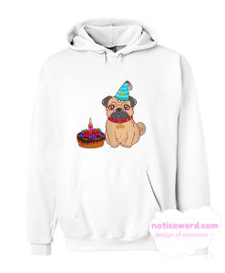 Cute Puppy Pug Birthday Cake smooth Hoodie