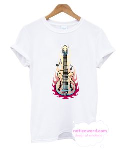 Musical Notes Rock Guitar Flames T Shirt