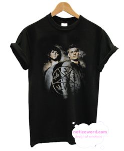 Supernatural Girls Juniors Sam & Dean Winchester Distressed Symbols T Shirt