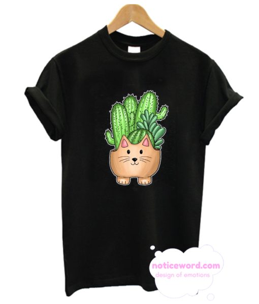 Cat Planter with Cactuses and Succulent T Shirt