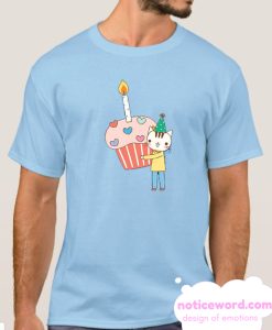 Cat With Birthday Cupcake smooth T Shirt