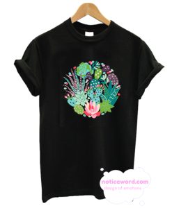 Cute Floral Cactus Collage T Shirt