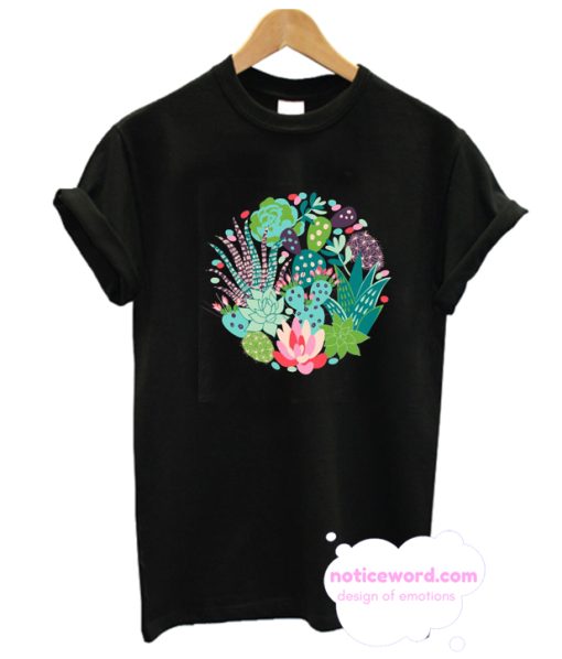 Cute Floral Cactus Collage T Shirt