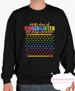 100 Days Of Kindergarten Smarter Rainbow Stars USA School smooth Sweatshirt