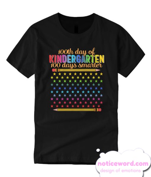 100 Days Of Kindergarten Smarter Rainbow Stars USA School smooth T Shirt
