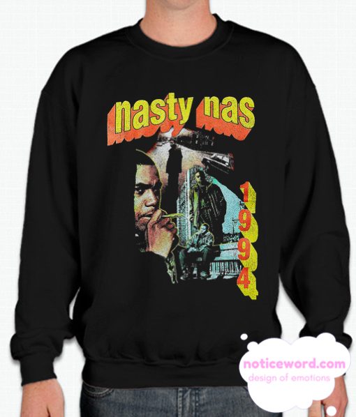 Nasty Nas Vintage Retro Hip Hop Black Sweatshirt