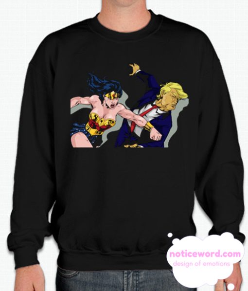 Wonder Woman Punching Donald Trump smooth Sweatshirt