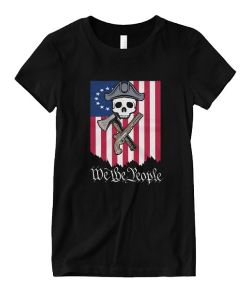 American Patriot Skull Betsy Ross Flag Revolutionary War 13 Colonies DH T Shirt