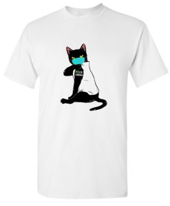 Black cat face mask fuck Corona tattoo DH T Shirt