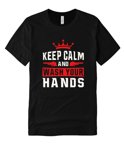 Keep Calm And Wash Your Hands Black T Shirt