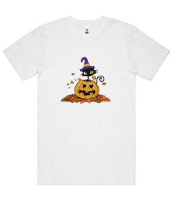 Pumpkin with black cat funny Halloween DH T-Shirt