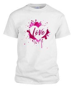 love pink splash heart adult Valentine DH T-Shirt