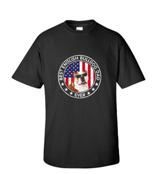 Best English Bulldog Dad American Flag DH T-Shirt