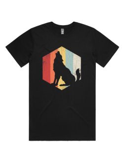 Wolf Retro Distressed Style DH T-Shirt