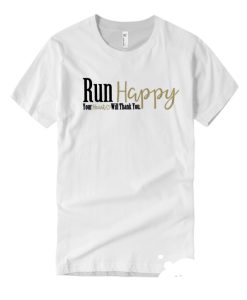 Run Happy Your Heart Will Thank You Emoji smooth T Shirt