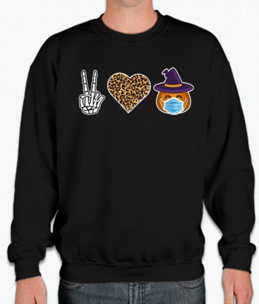 Peace Love Pumpkin Mask Halloween smooth Sweatshirt