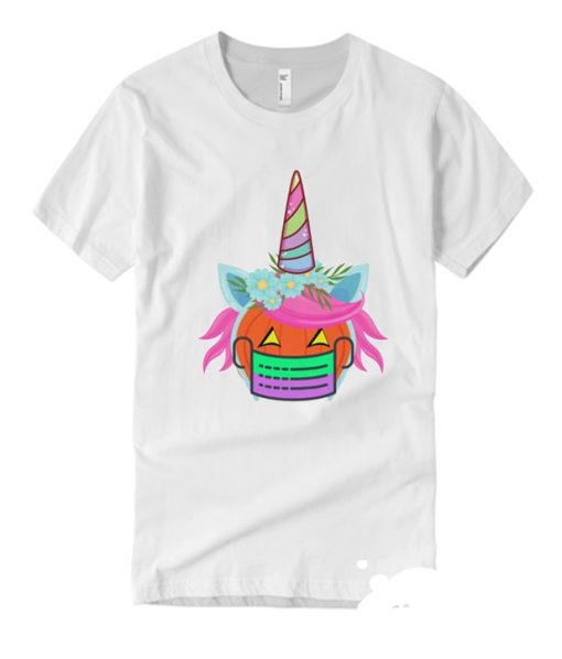 Unicorn Pumpkin Wearing A Face Mask 2020 Halloween smooth T Shirt