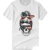 Womens American Lady Skull USA Flag smooth T Shirt