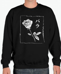 Black White Rose smooth graphic Sweatshirt