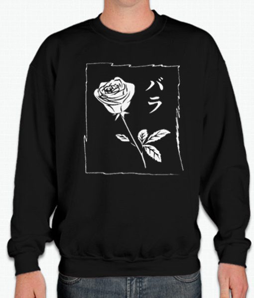 Black White Rose smooth graphic Sweatshirt