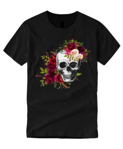 Floral Skull smooth graphic T Shirt