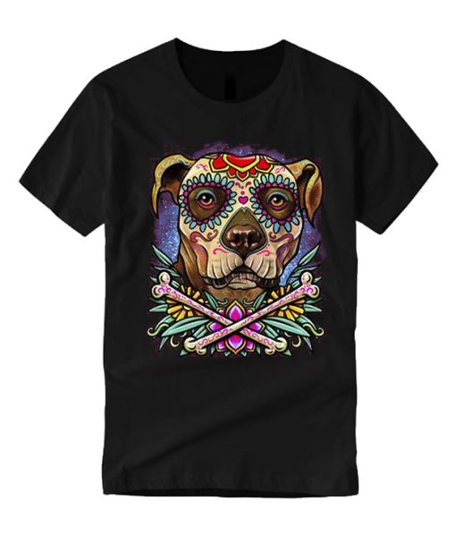 Pitbull Dog - Sugar Skull smooth graphic T Shirt