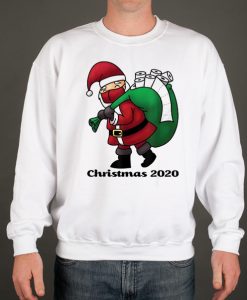 Santa with Face Mask and Toilet Paper smooth Sweatshirt