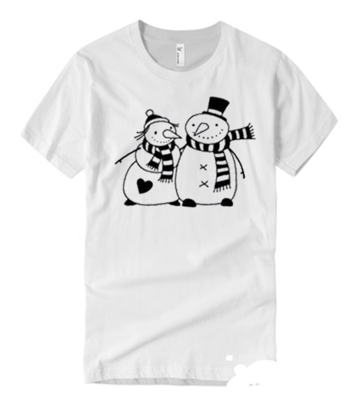 Snowman Couple Christmas smooth graphic T Shirt