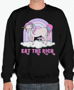 Retro Unicorn Eat the Rich graphic Sweatshirt