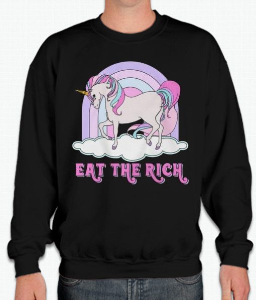 Retro Unicorn Eat the Rich graphic Sweatshirt