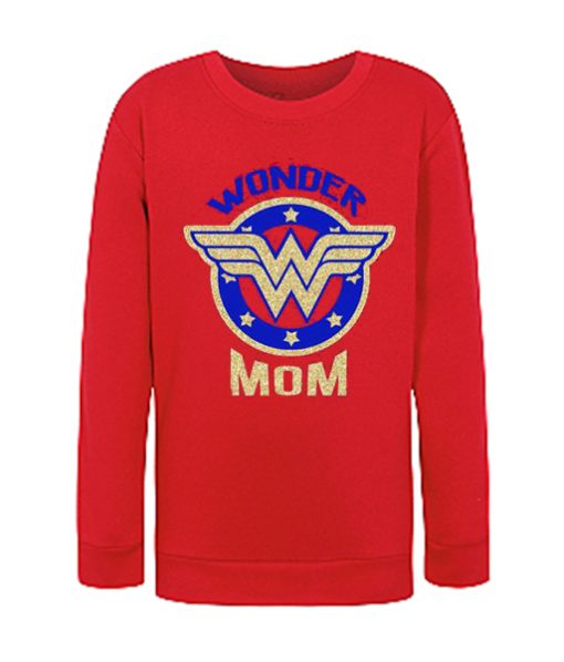 Wonder Woman Mom glitter graphic Sweatshirt