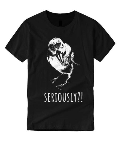 Black and White Seriously Crow graphic T Shirt