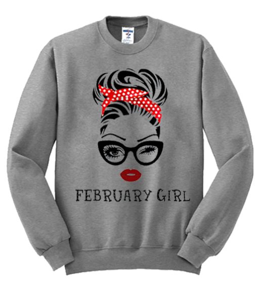 February girl wears glassess and red bandana smooth Sweatshirt