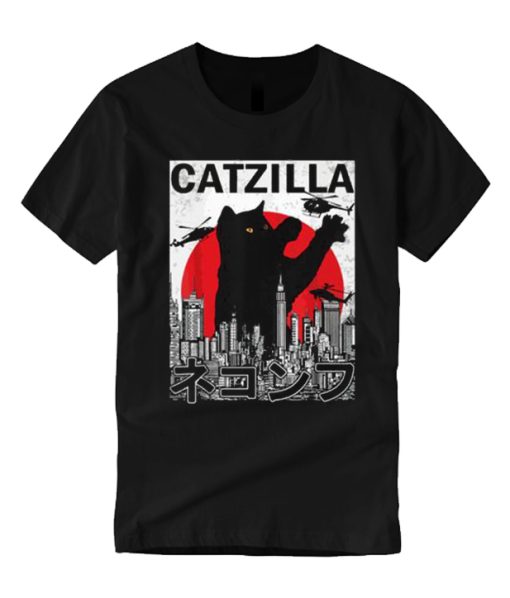 Catzilla Vintage Japanese Cat Kitten Lover T Shirt