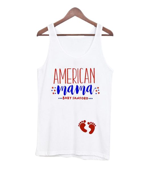 July 4th Pregnancy Announcement - American Mama Tank Top