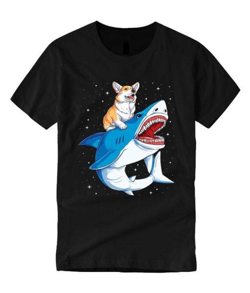 Corgi Riding Shark T Shirt