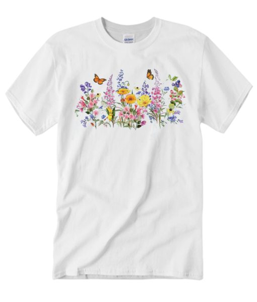 Flowers Butterflies T Shirt