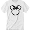 Mickey Mouse Head line with heart and roses T Shirt