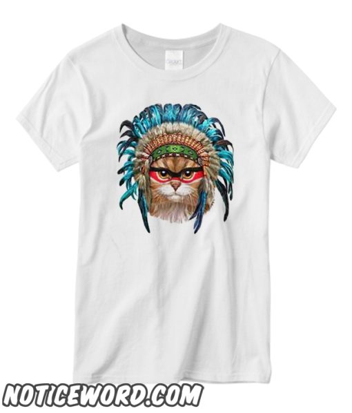 Tabby Cat wearing Native American Indian Warrior Headdress T shirt